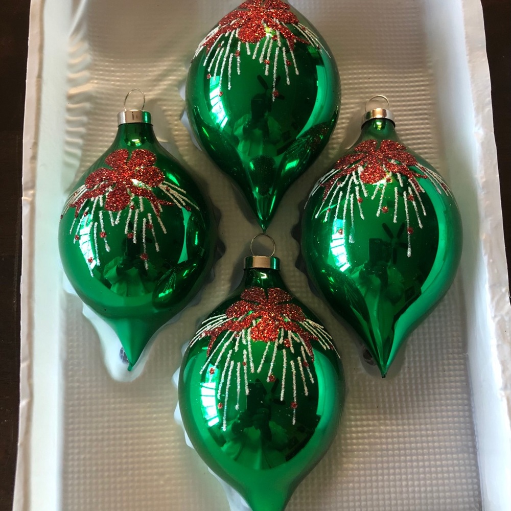 Four Vintage Glass Christmas Ornaments